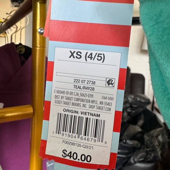 NEW! Kids “Cat & Jack” Teal Green XS 4/5 - Picture 3 of 6